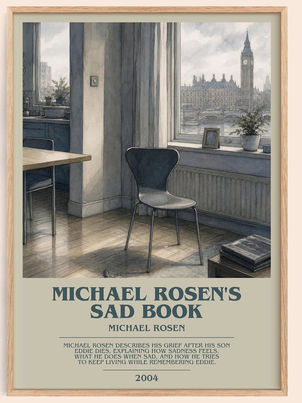 Michael Rosen's sad book bookish book poster by Michael Rosen – framed literary art print