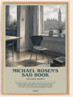 Michael Rosen's sad book bookish book poster by Michael Rosen – framed literary art print