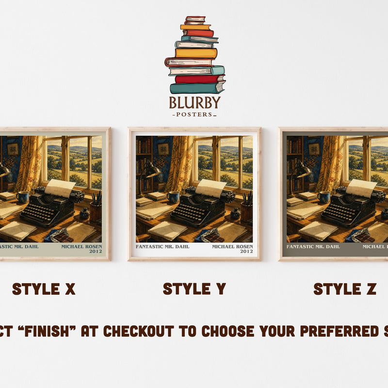 Fantastic Mr. Dahl literary print in frame leaning in hallway – non fiction wall art