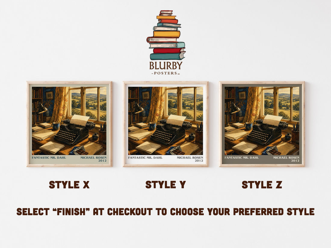 Fantastic Mr. Dahl literary print in frame leaning in hallway – non fiction wall art (mockup)