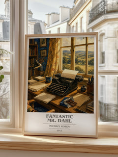 Fantastic Mr. Dahl book cover poster colour and style options – Michael Rosen book art