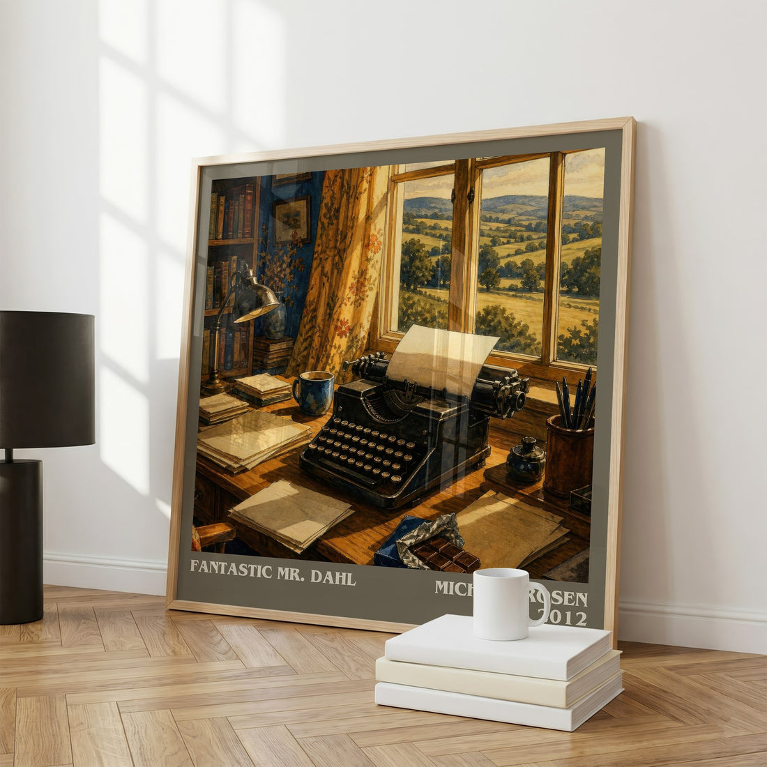 Fantastic Mr. Dahl literary print framed by window – literary home decor