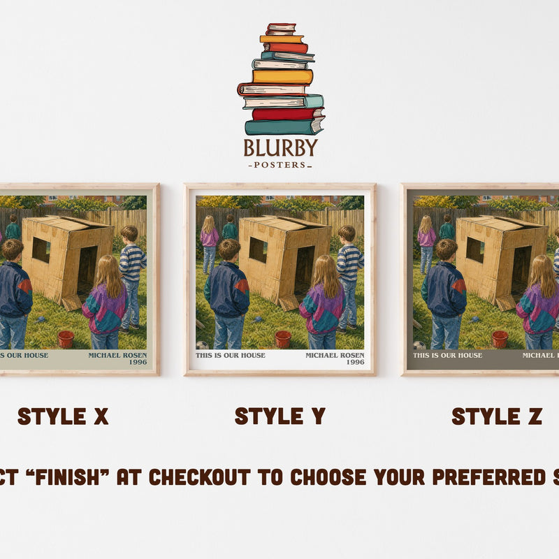 This is our house literary print in frame leaning in hallway – childrens wall art
