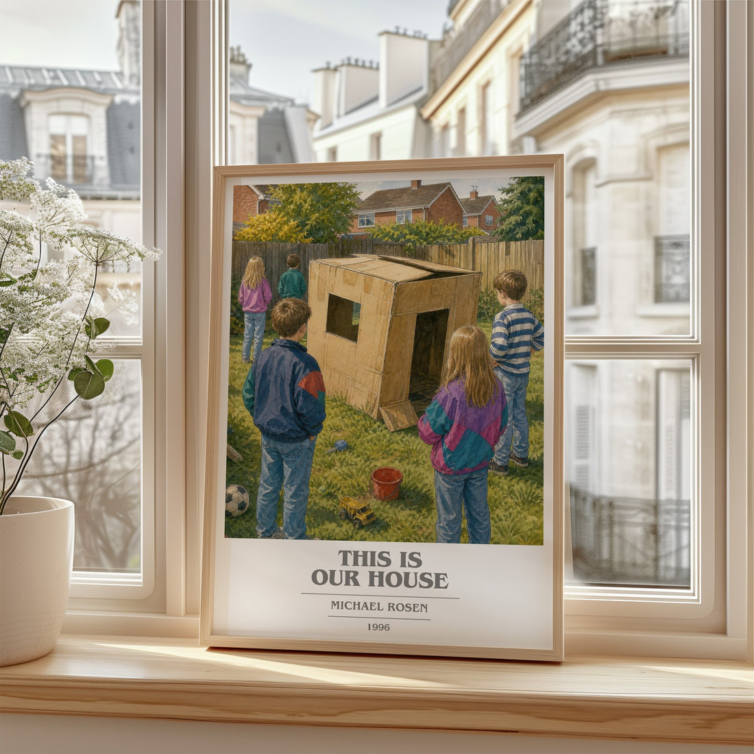 This is our house book cover poster colour and style options – Michael Rosen book art