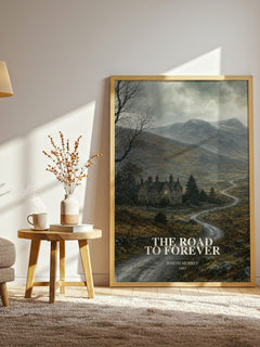The road to forever watercolour print in frame leaning in hallway – romance wall art