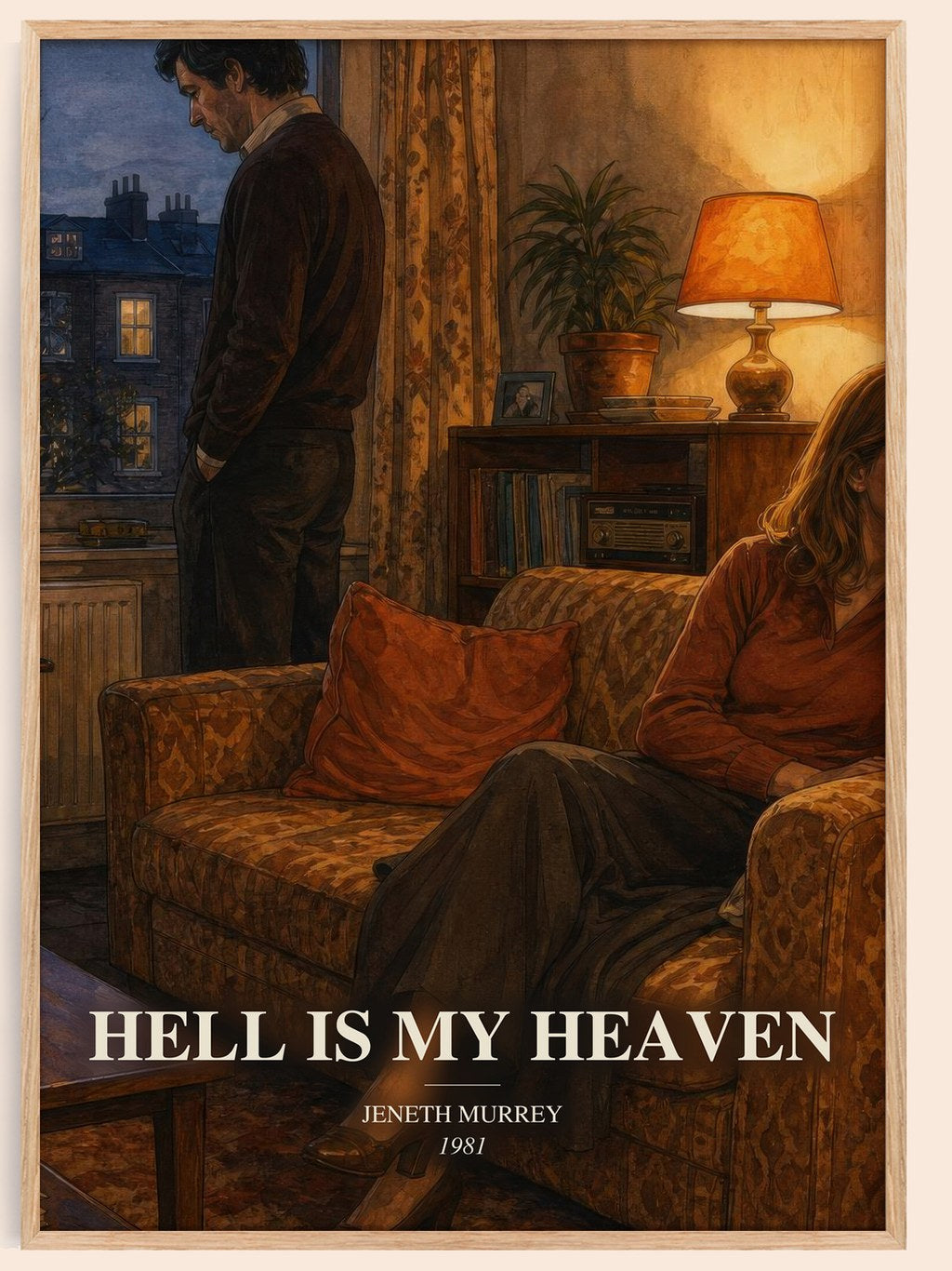Hell is my heaven watercolour book poster by Jeneth Murrey – framed literary art print