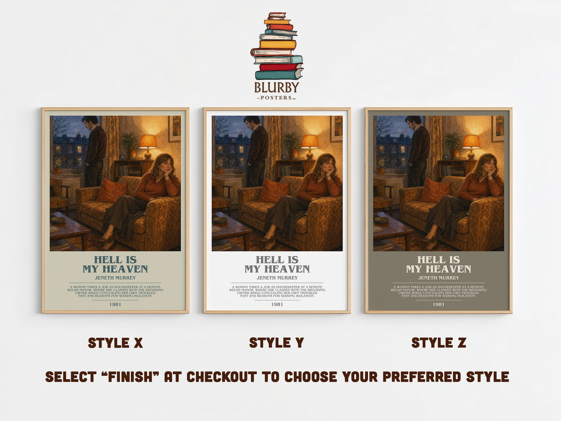 Hell is my heaven bookish print in frame leaning in hallway – romance wall art (mockup)