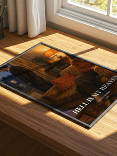 Hell is my heaven watercolour book poster framed on wall – romance wall art