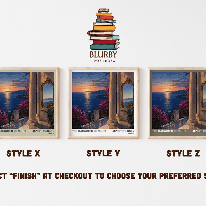The daughter of night literary print in frame leaning in hallway – romance wall art