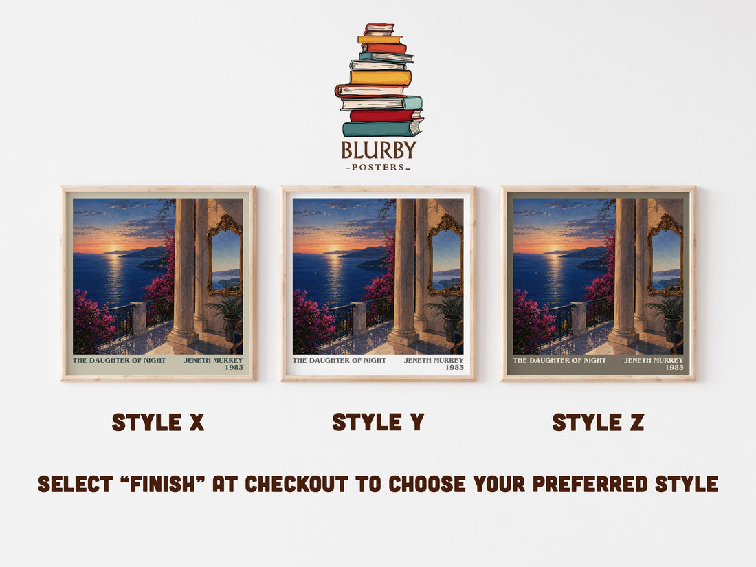 The daughter of night literary print in frame leaning in hallway – romance wall art (mockup)