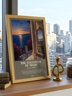 The daughter of night bookish print framed by window – literary home decor