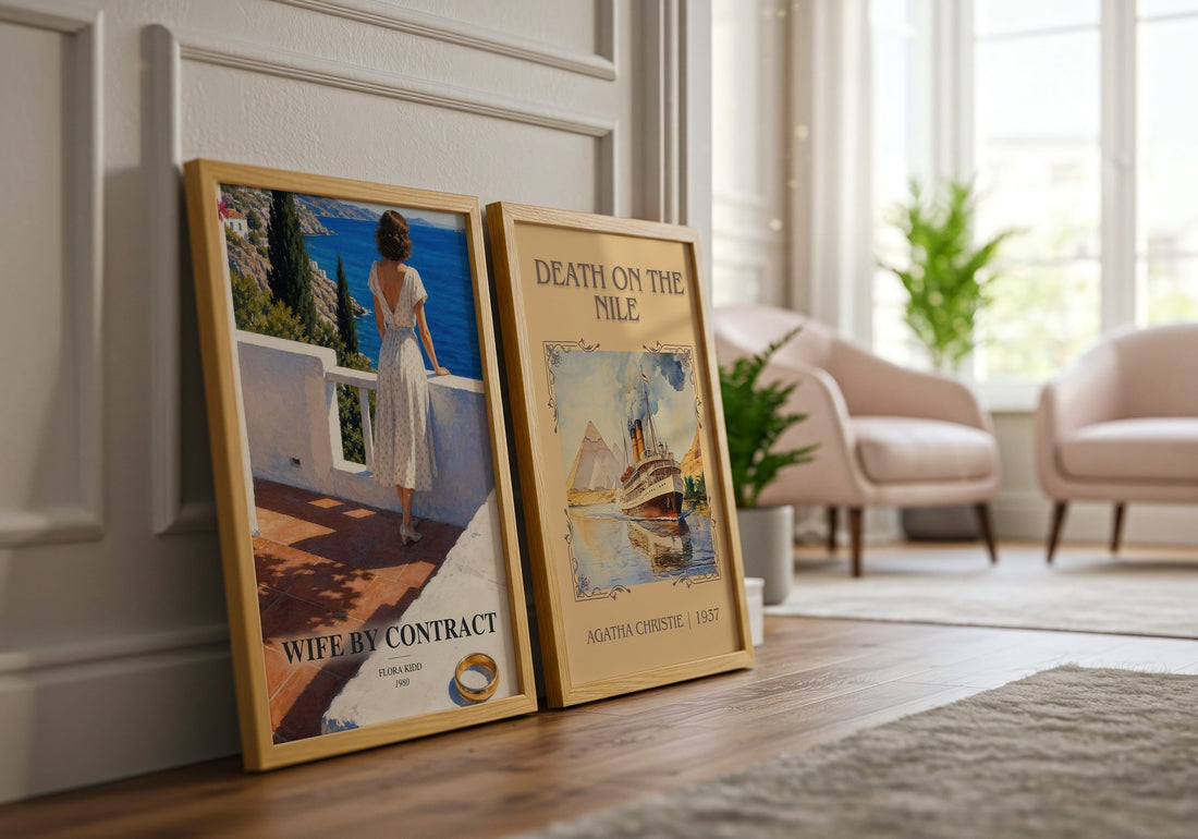 Wife by Contract watercolour print framed by window – literary home decor