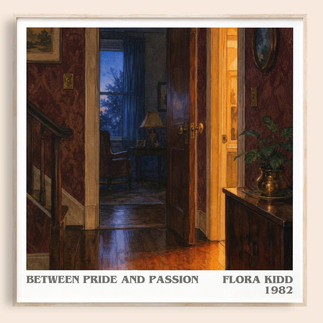 Between Pride and Passion literary book poster by Flora Kidd – framed literary art print