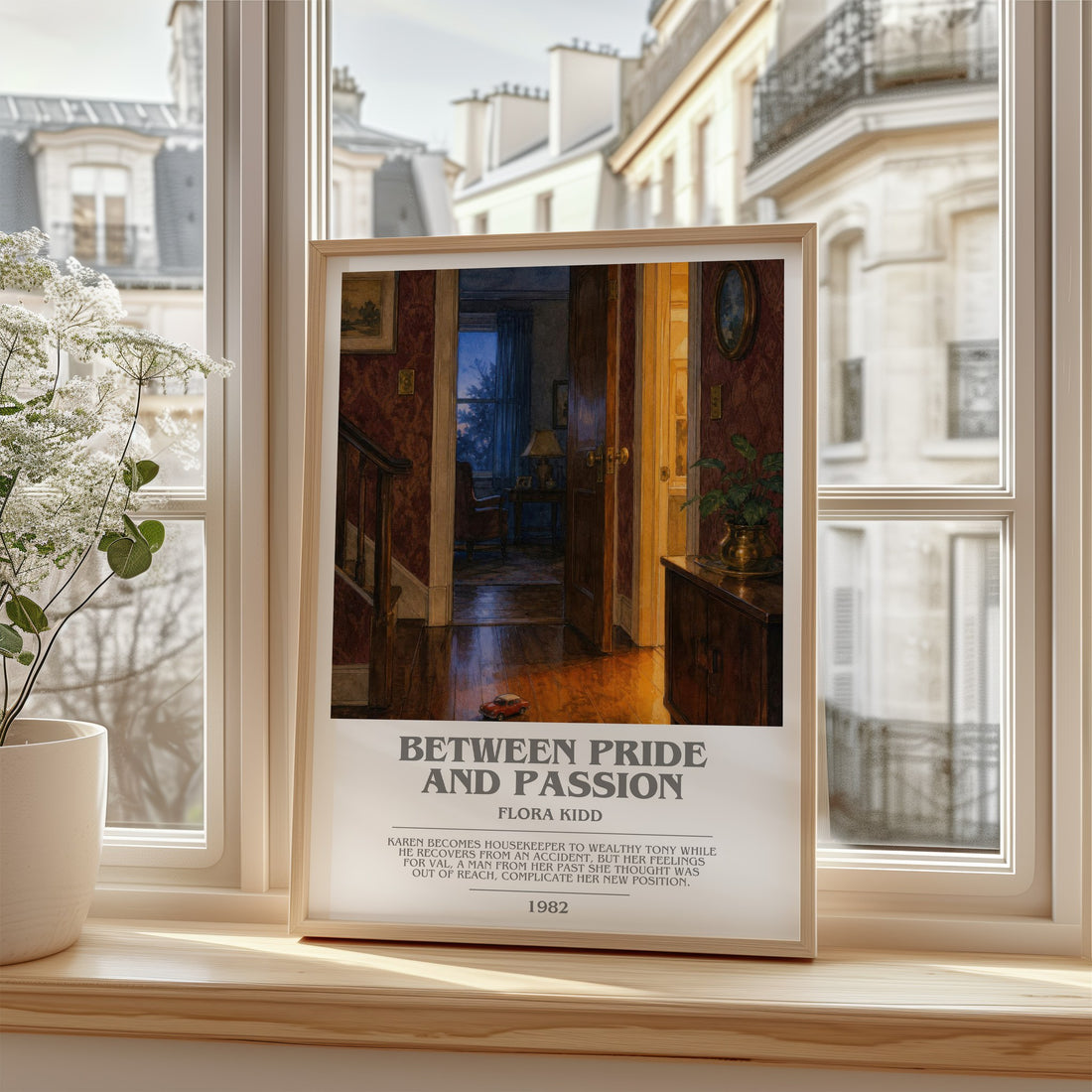 Between Pride and Passion bookish poster colour and style options – Flora Kidd book art