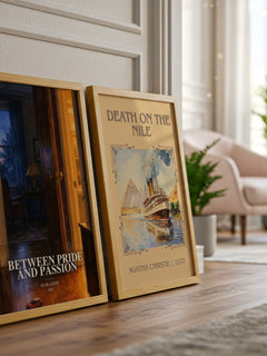 Between Pride and Passion watercolour print framed by window – literary home decor