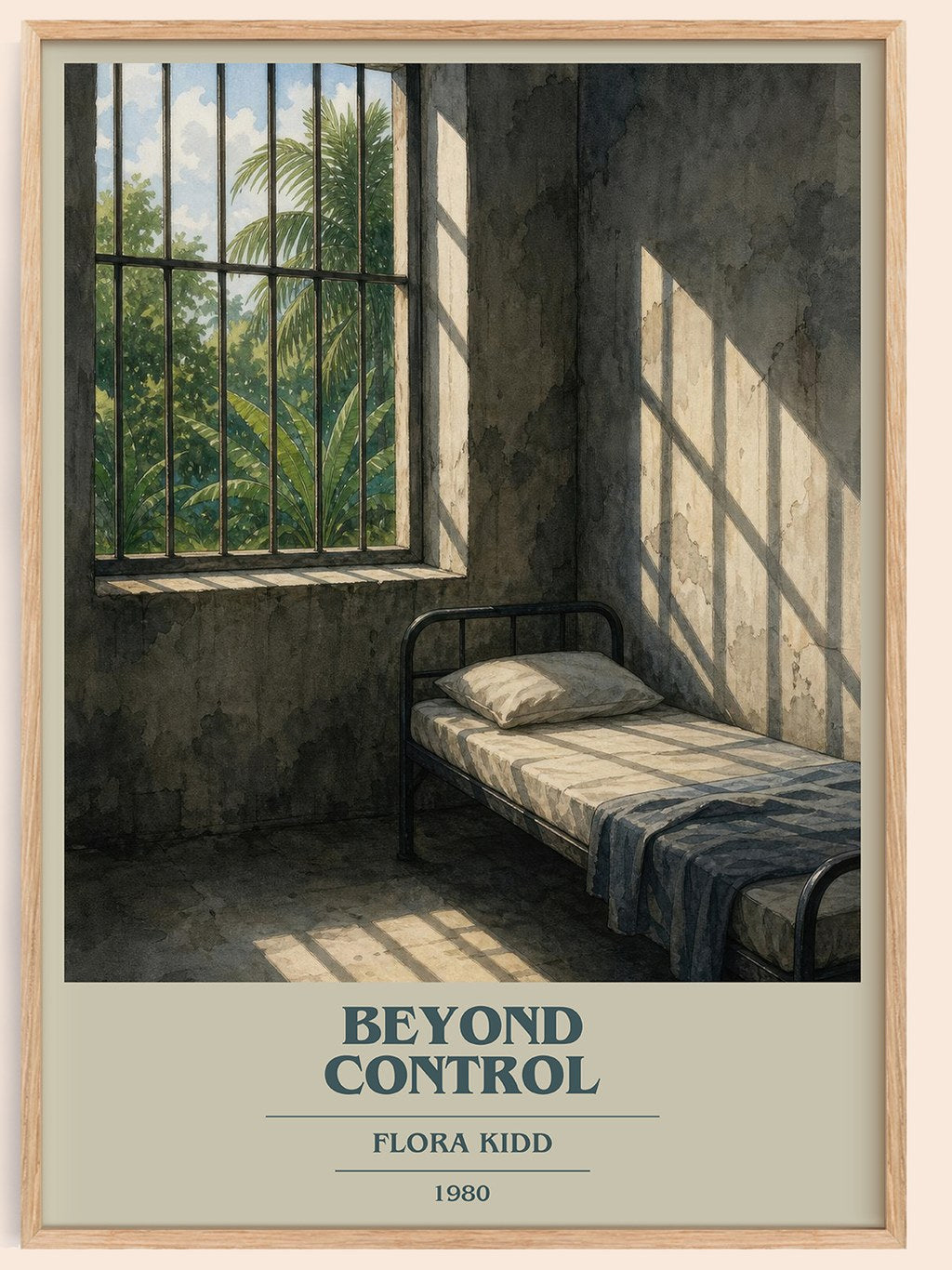 Beyond Control book cover book poster by Flora Kidd – framed literary art print