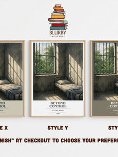 Beyond Control book cover print in frame leaning in hallway – romance wall art