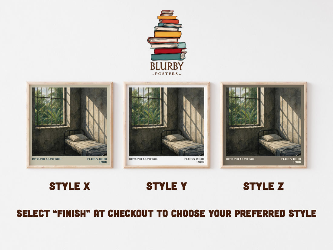 Beyond Control literary print in frame leaning in hallway – romance wall art (mockup)