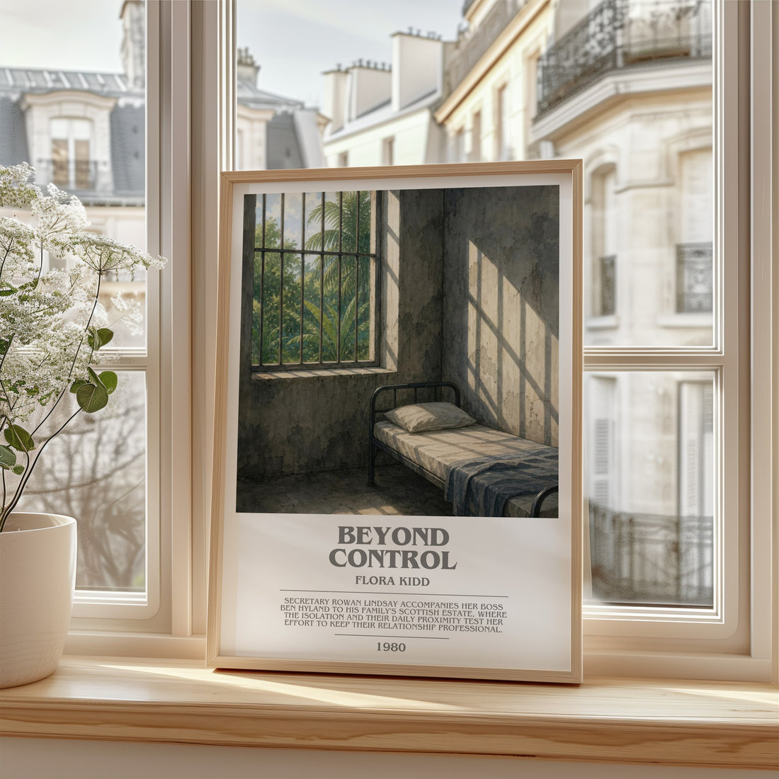 Beyond Control bookish poster colour and style options – Flora Kidd book art