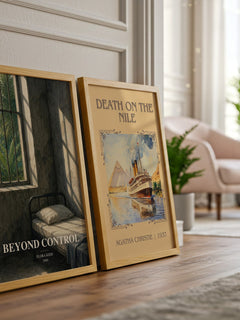 Beyond Control watercolour print framed by window – literary home decor
