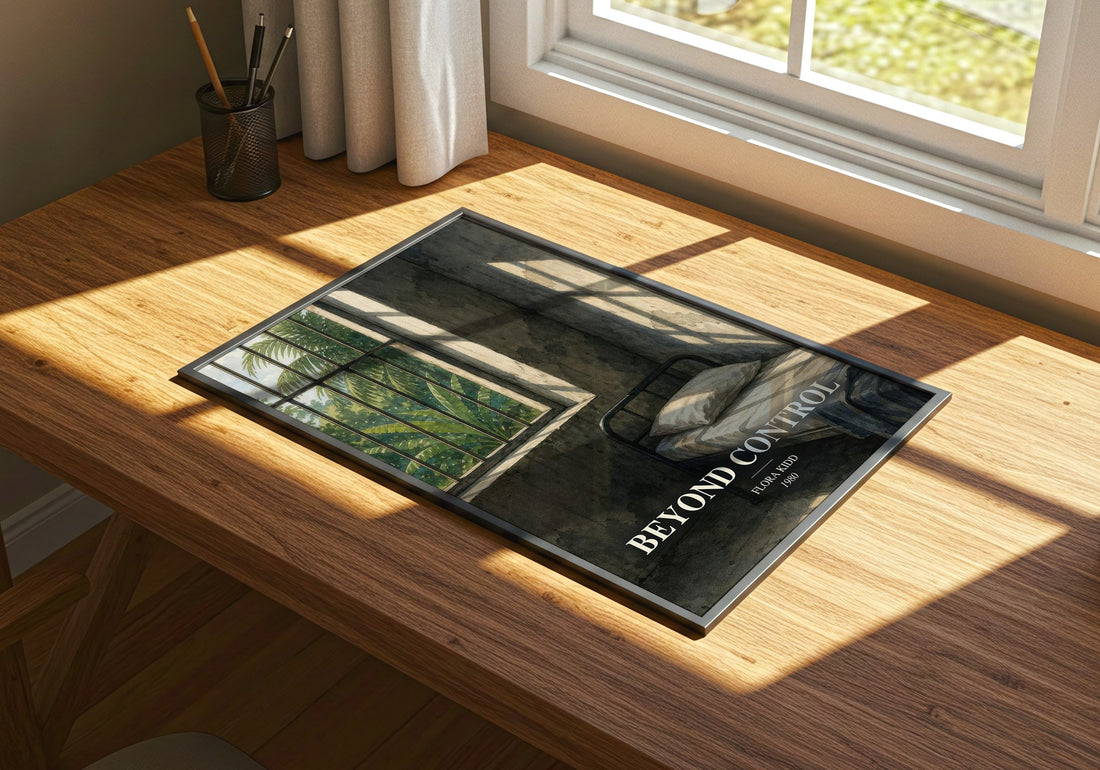 Beyond Control watercolour book poster framed on wall – romance wall art