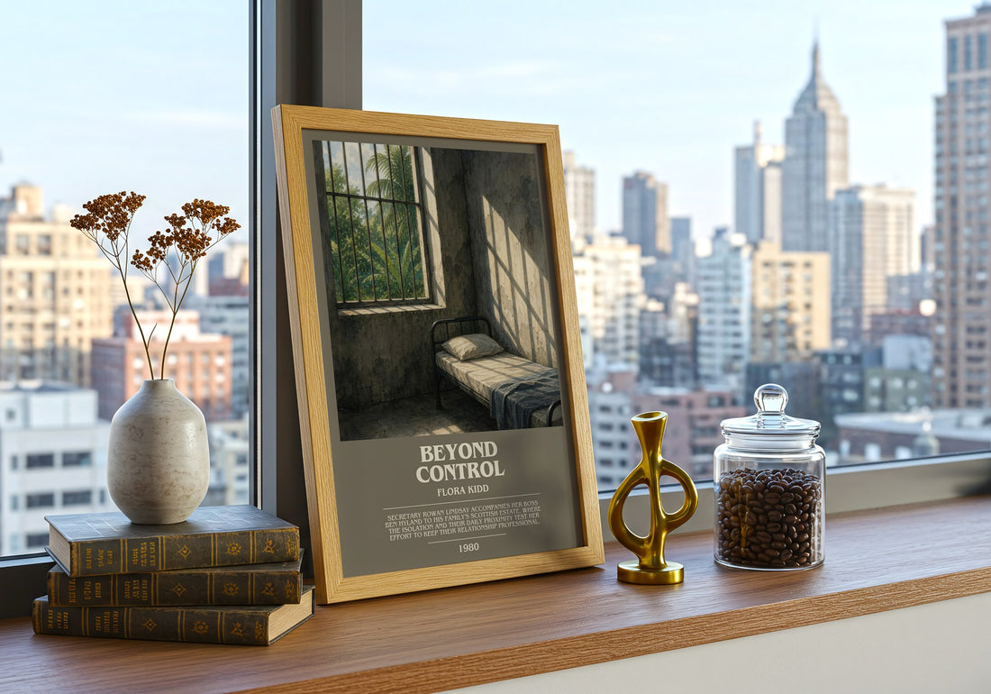 Beyond Control bookish print framed by window – literary home decor