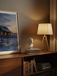Love Comes Softly watercolour print on bookshelf – Janette Oke fan gift