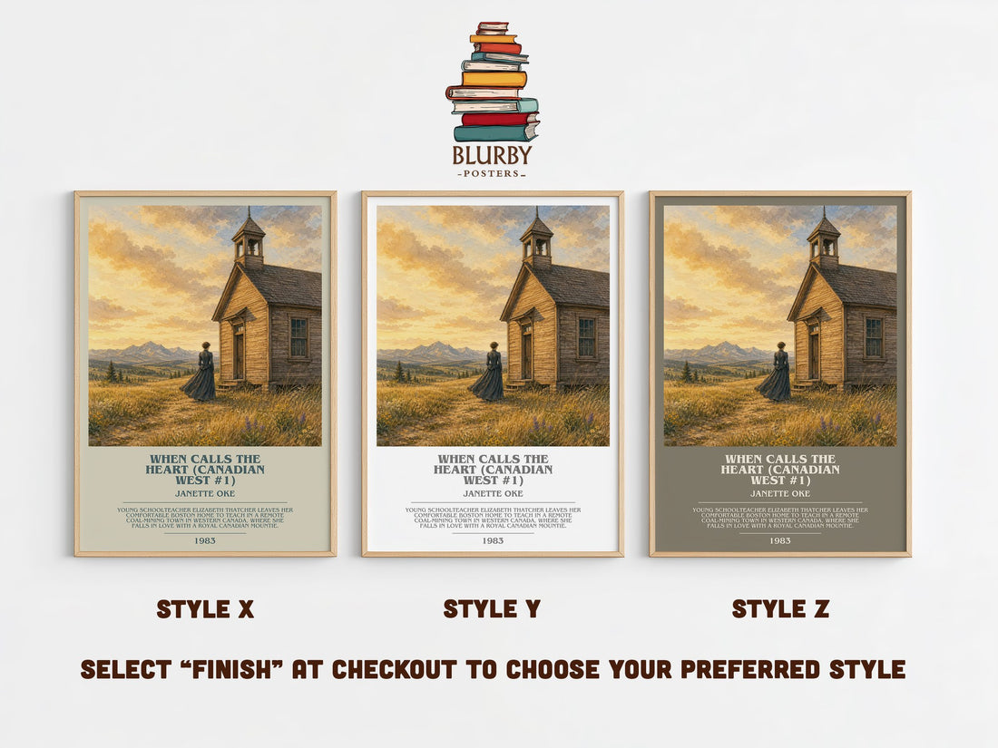 When Calls the Heart (Canadian West #1) bookish print in frame leaning in hallway – romance wall art (mockup)