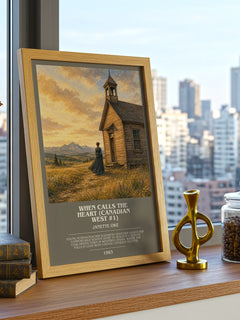 When Calls the Heart (Canadian West #1) Bookish Wall Art by J. Oke – framed print on a city-view windowsill