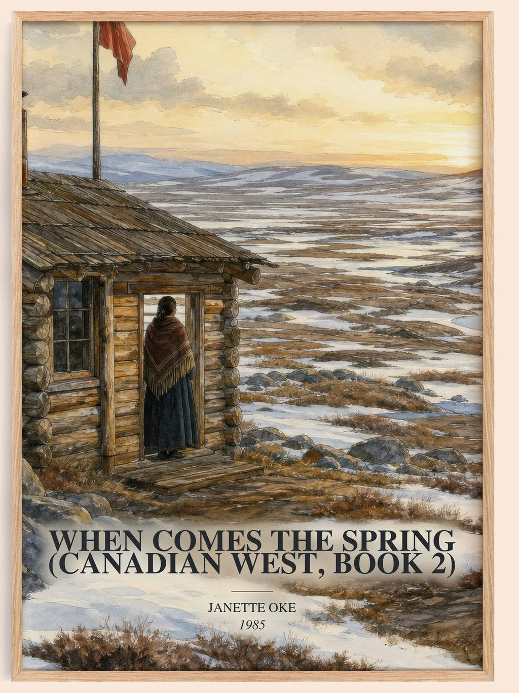 When Comes the Spring (Canadian West, Book 2) watercolour book poster by Janette Oke – framed literary art print