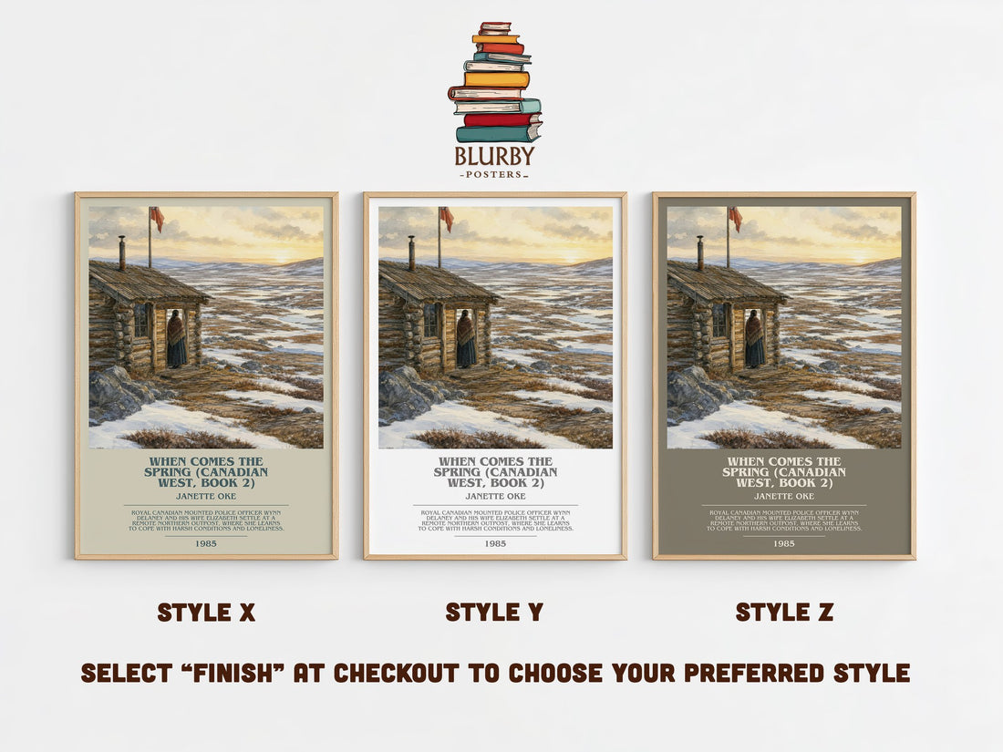 When Comes the Spring (Canadian West, Book 2) bookish print in frame leaning in hallway – historical fiction wall art (mockup)
