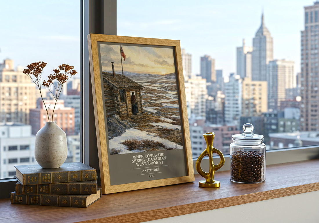 When Comes the Spring (Canadian West, Book 2) book cover print framed by window – literary home decor