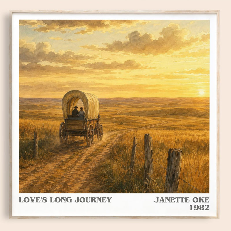 Love's long journey literary book poster by Janette Oke – framed literary art print