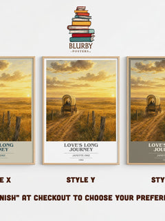 Love's long journey book cover print in frame leaning in hallway – romance wall art