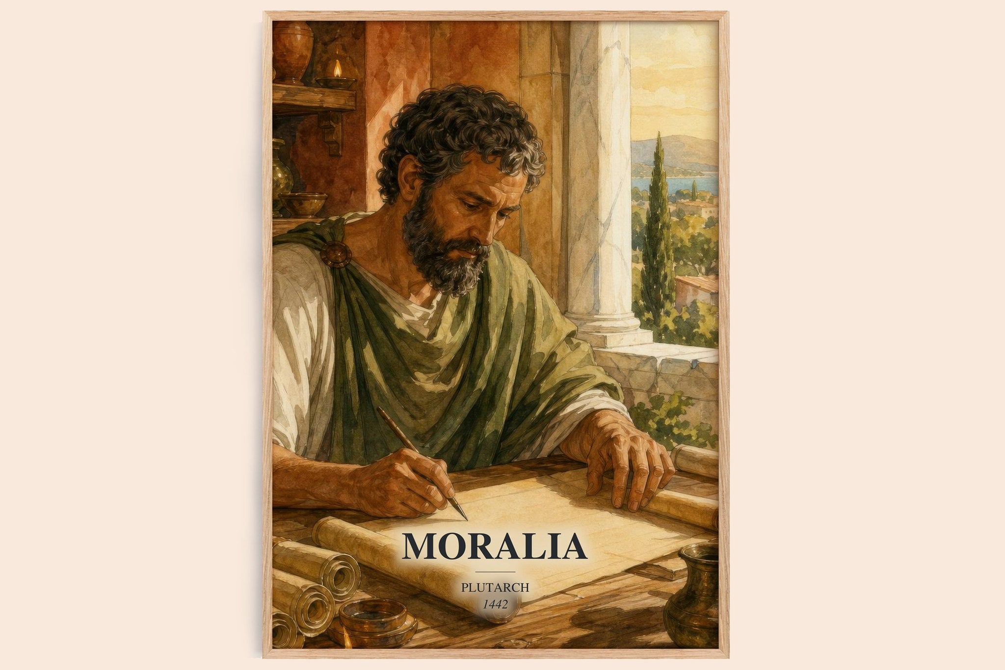 Moralia Book Watercolour Illustration by Plutarch