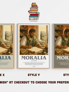 Moralia bookish print in frame leaning in hallway – philosophy wall art