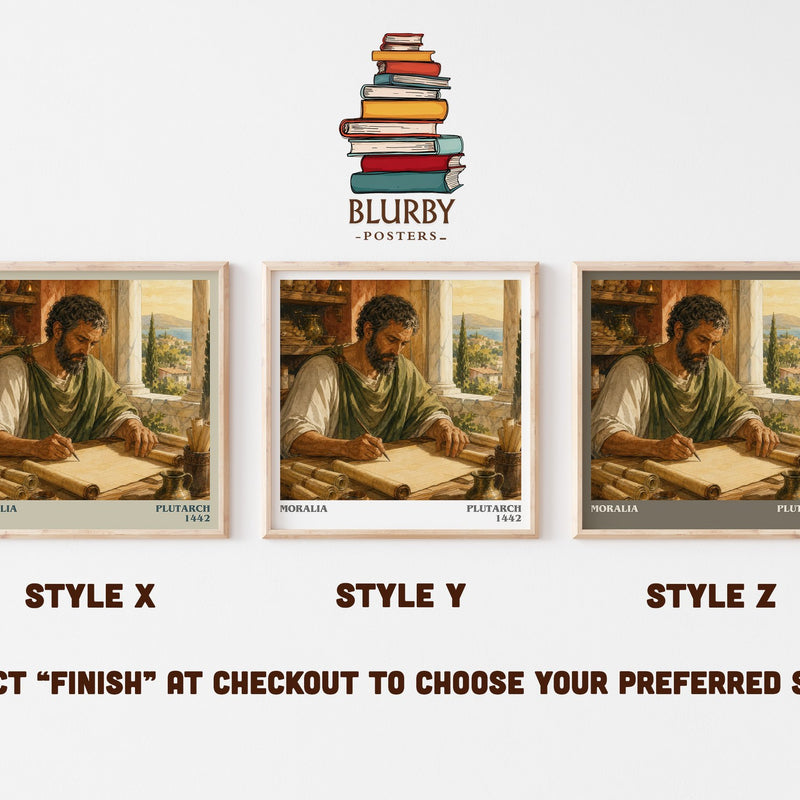 Moralia literary print in frame leaning in hallway – philosophy wall art