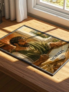 Moralia watercolour book poster framed on wall – philosophy wall art