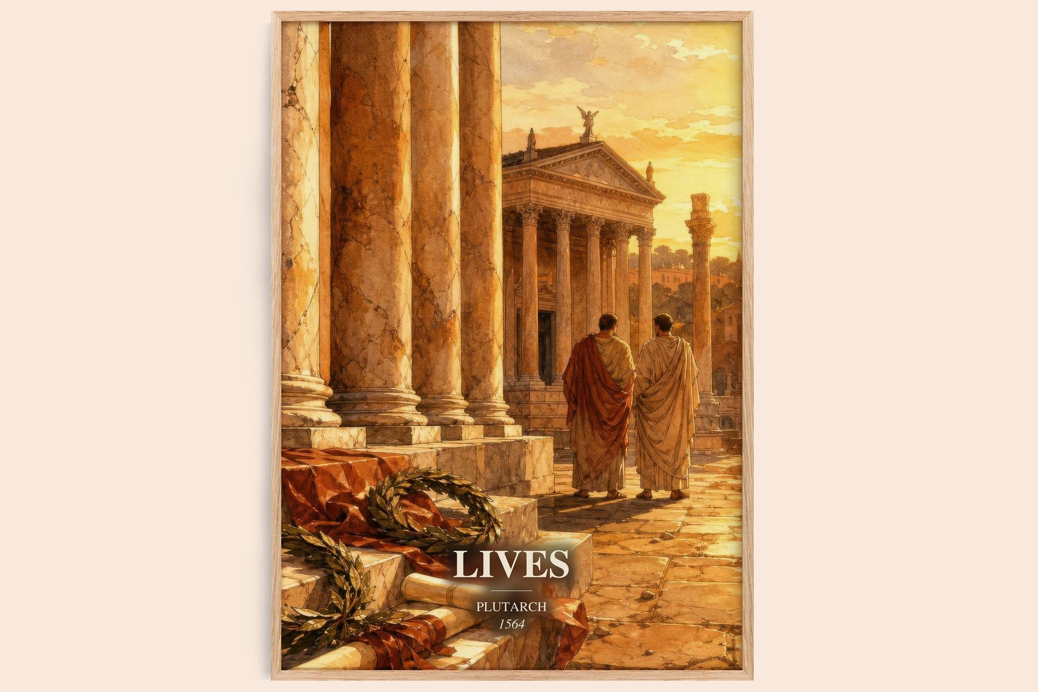 Lives Book Watercolour Illustration by Plutarch