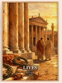 Lives watercolour book poster by Plutarch – framed literary art print