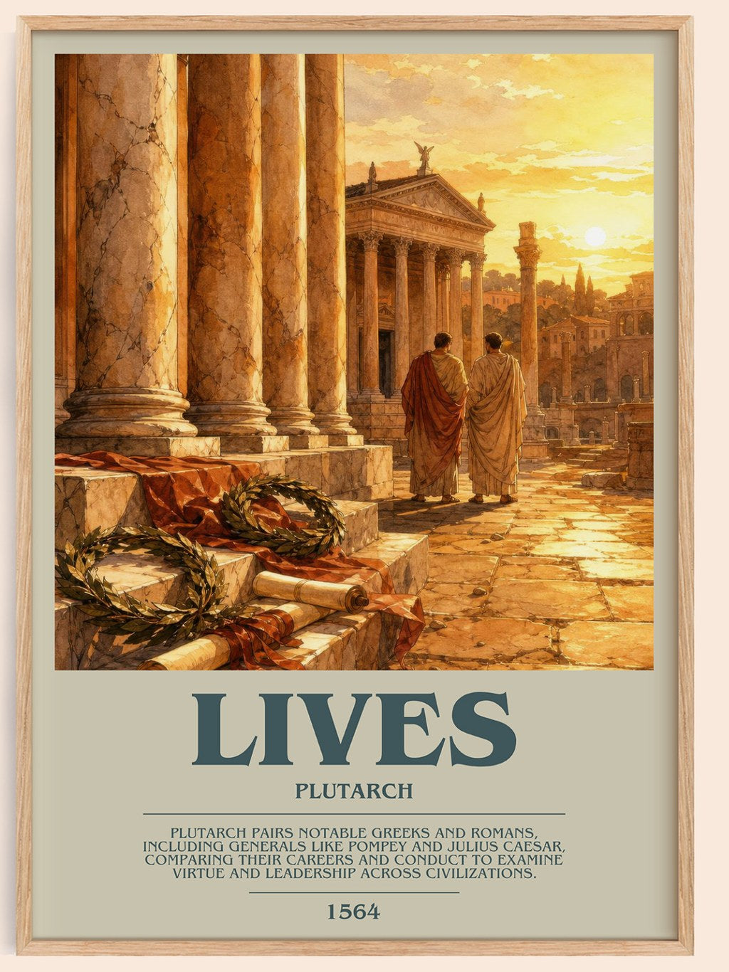 Lives bookish book poster by Plutarch – framed literary art print