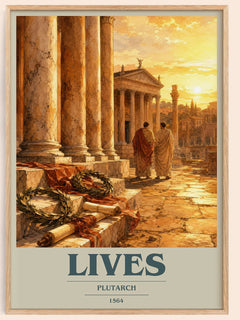 Lives book cover book poster by Plutarch – framed literary art print