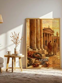 Lives watercolour print in frame leaning in hallway – non fiction wall art