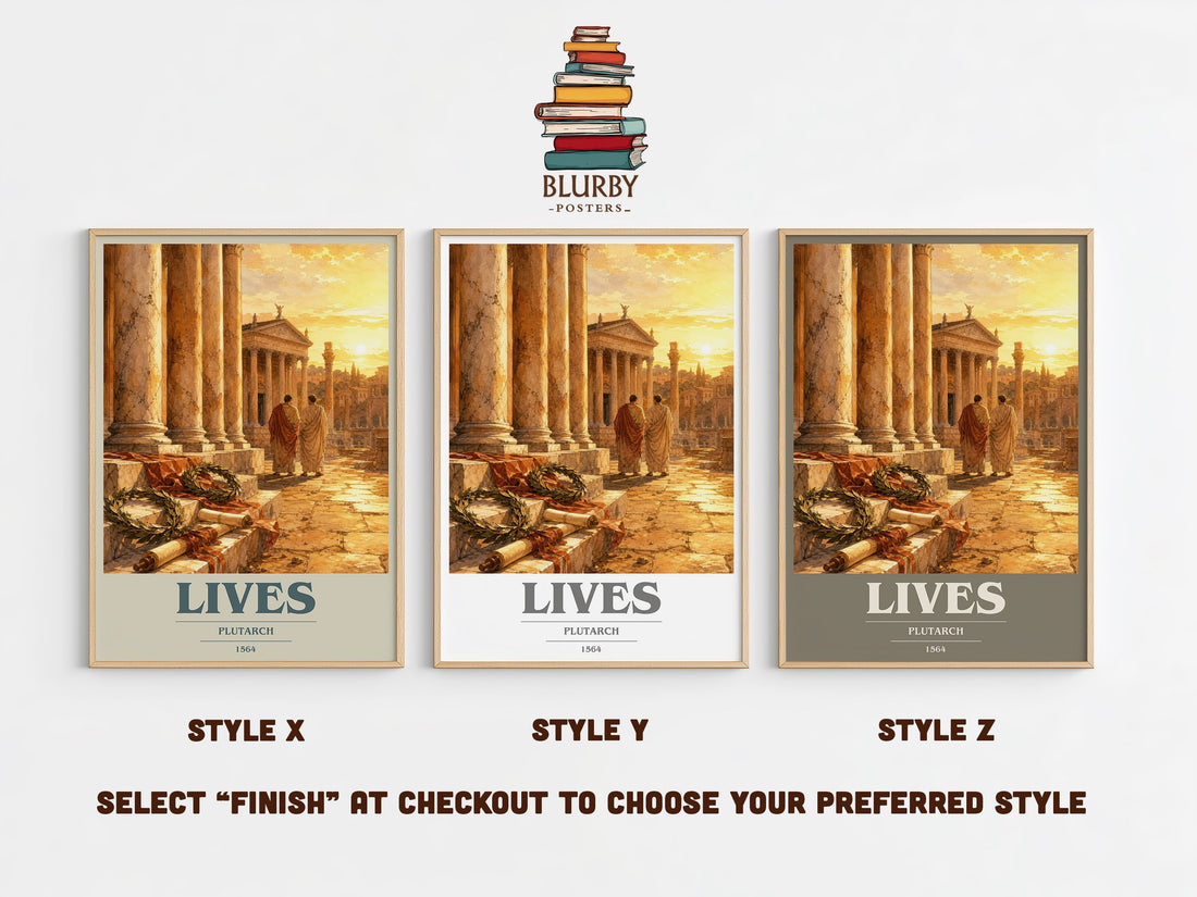 Lives book cover print in frame leaning in hallway – non fiction wall art (mockup)