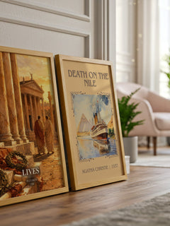 Lives watercolour print framed by window – literary home decor