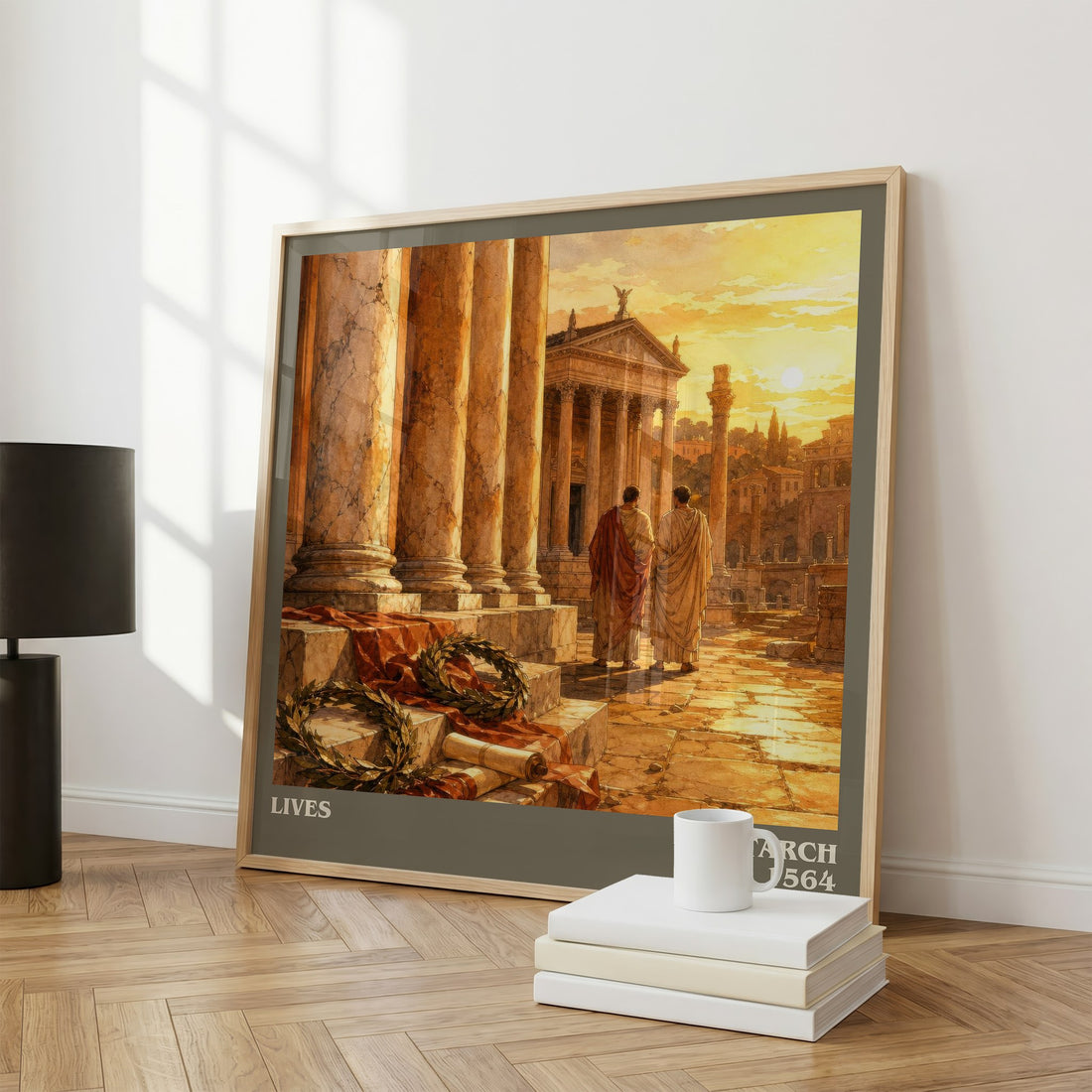 Lives literary print framed by window – literary home decor