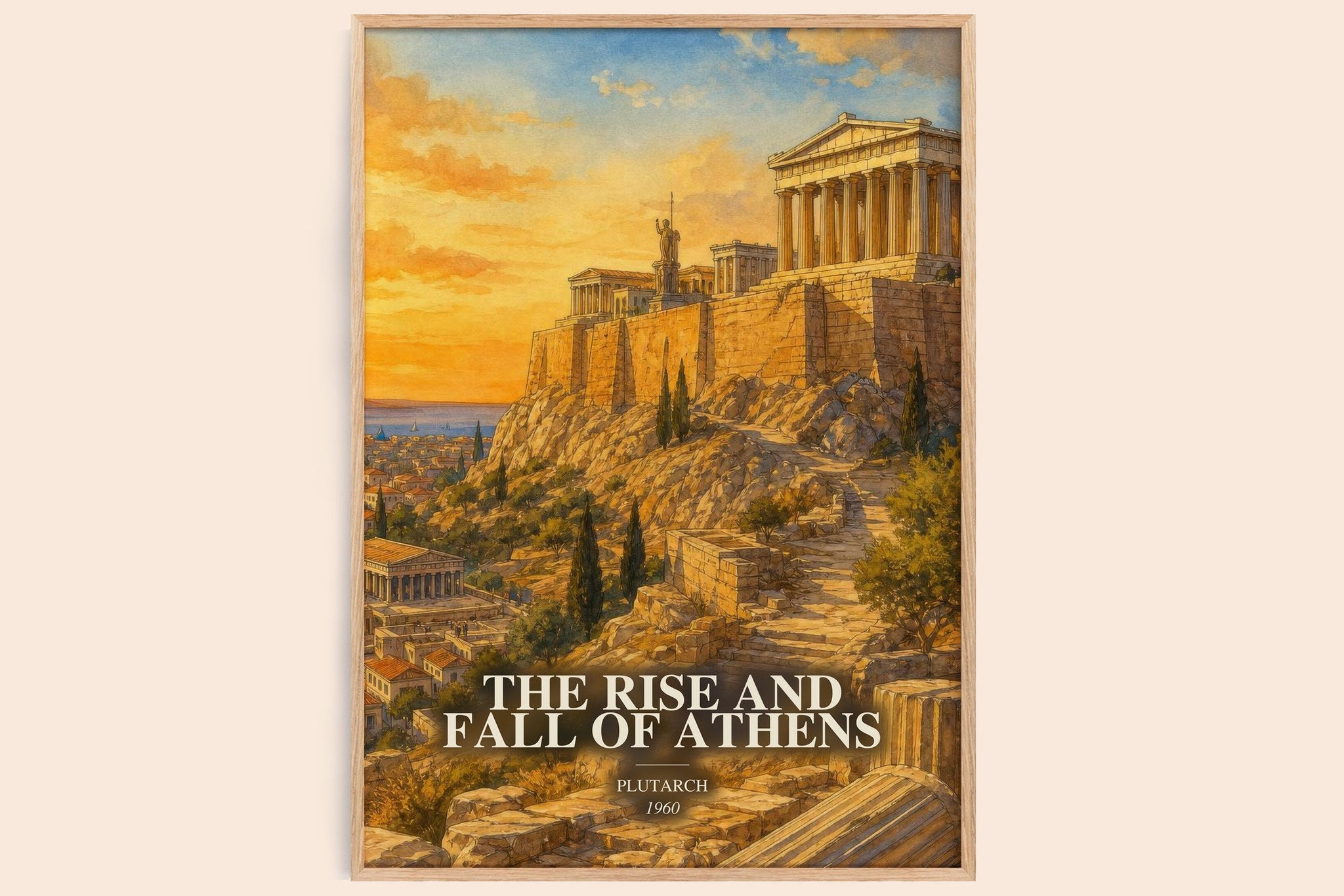 The rise and fall of Athens Book Watercolour Illustration by Plutarch