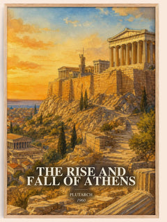 The rise and fall of Athens watercolour book poster by Plutarch – framed literary art print