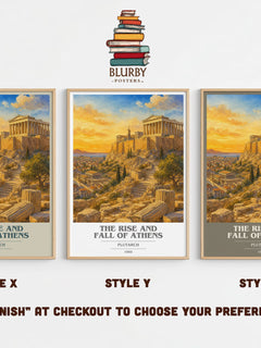 The rise and fall of Athens book cover print in frame leaning in hallway – non fiction wall art