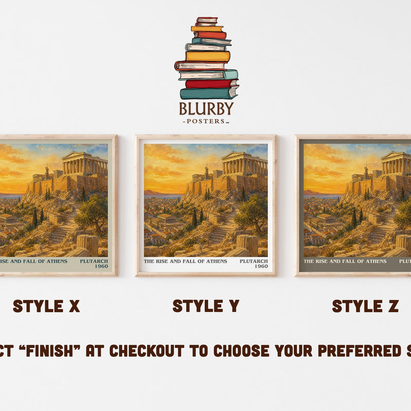 The rise and fall of Athens literary print in frame leaning in hallway – non fiction wall art